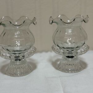 Vtg  Pair Home Interiors Ruffle Votive Holder and Base/For Tapers